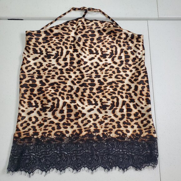 Dreamgirl Racer Back Cheetah Leopard Print Lace Cami Lingerie Women's Size M - Picture 1 of 9